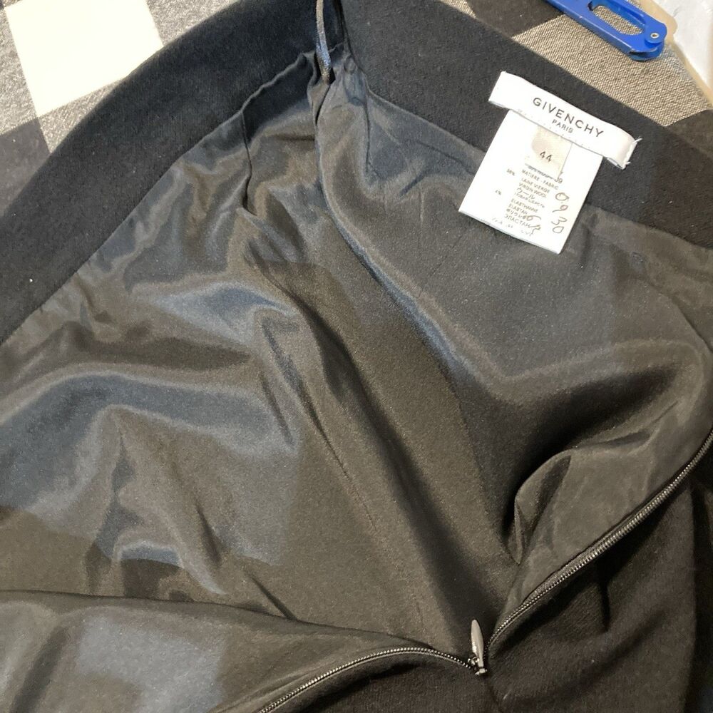 Givenchy Black Virgin Wool Mini Pencil Skirt Mermaid Hem Sz 44 Peplum‎ Designer - Picture 8 of 9
